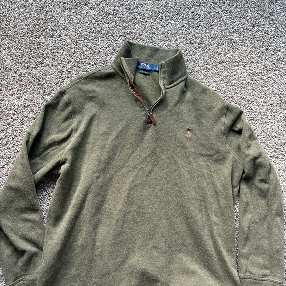 Ralph Lauren Green Quarter Zip-Up Sweater - Picture 1 of 4